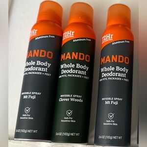 MANDO 3 x Men’s Whole Body Invisible Deodorant Spray -Mt Fuji & Clover Woods NWT